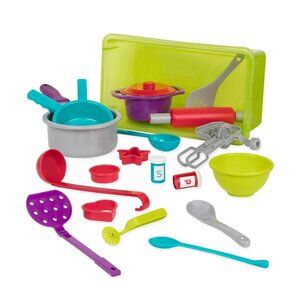 Battat - Pretend Cooking Set 21 Pieces & Storage Bin  For  Age 3+ New Sealed